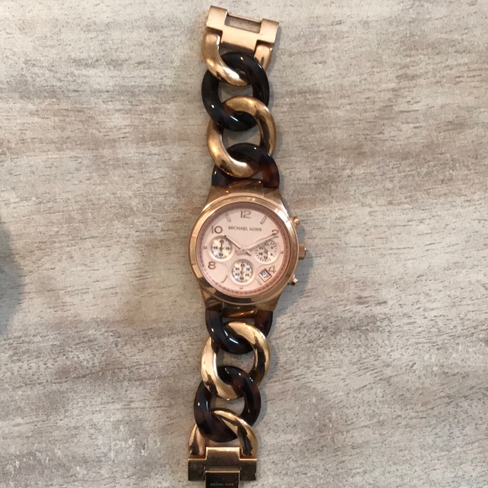 Michael Kors Tortoise Gold Watch